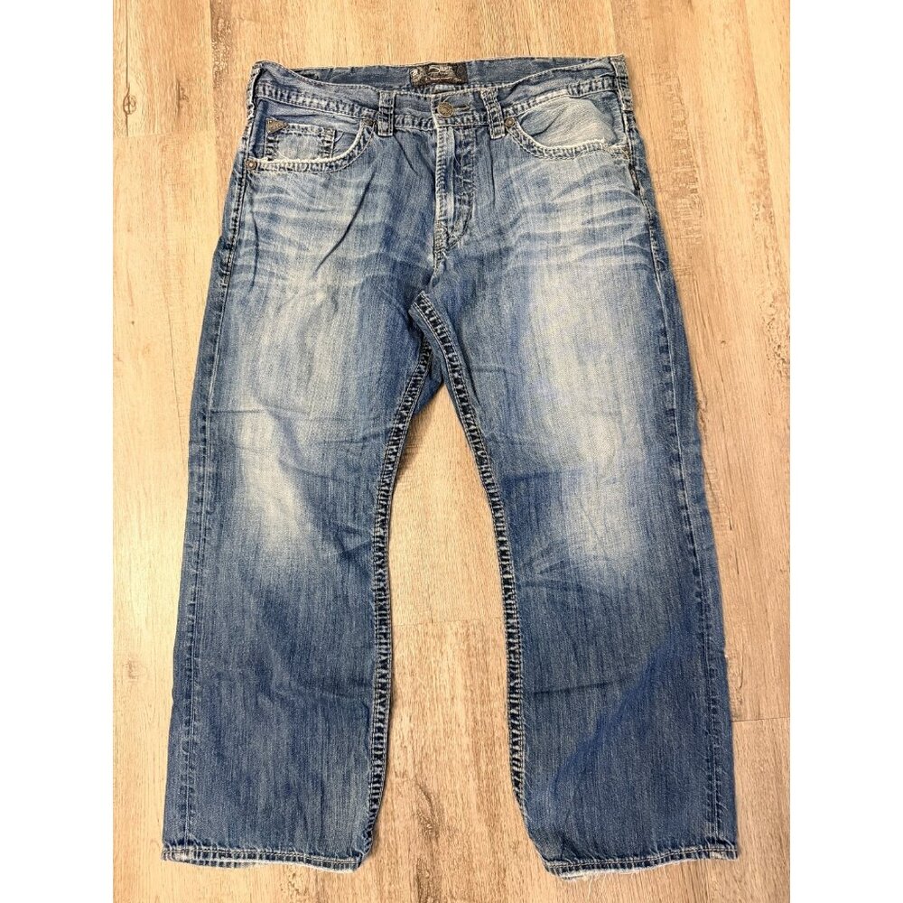 Silver Jeans Co Jeans Mens 38x30 Blue Wash Gordie Relaxed Straight Stretch Denim